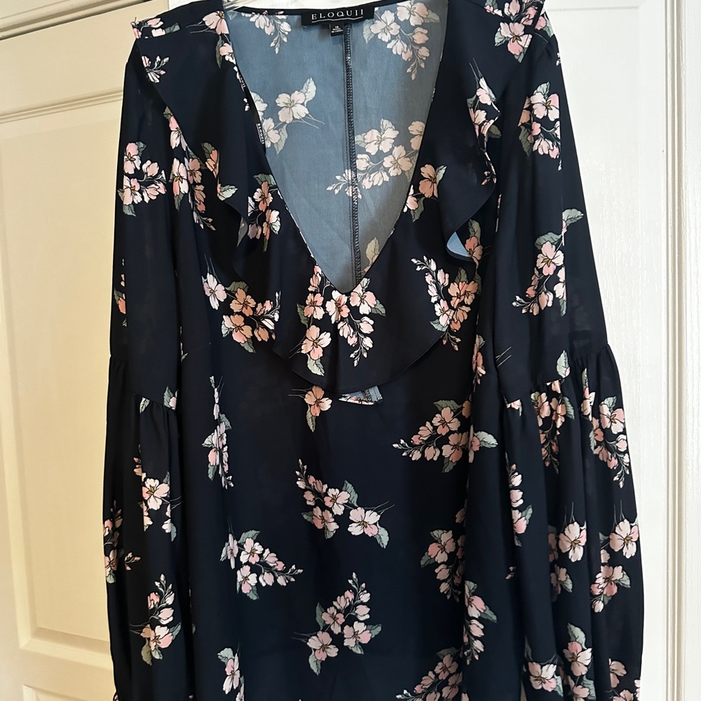 Eloquii Floral Ruffle Blouse